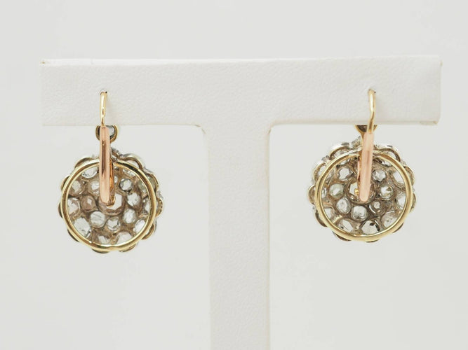 Boucles d'oreilles Napoléon III - Boucles d'oreilles en or, argent et diamants 58 Facettes 33791