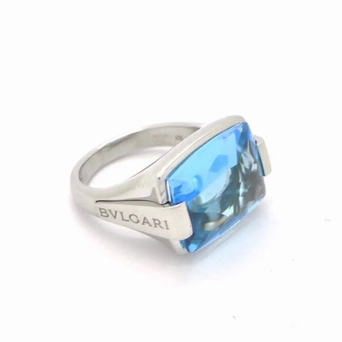 Bague 54 Bulgari Metropolis - Bague en or blanc 18 carats et topaze 58 Facettes 674A25_M