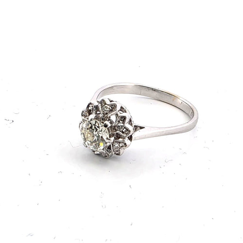 Bague 59 Bague en or blanc 18 ct avec diamant 58 Facettes 335/26 G