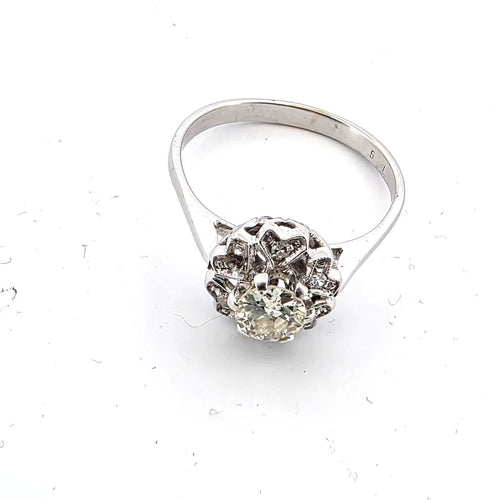 Bague 59 Bague en or blanc 18 ct avec diamant 58 Facettes 335/26 G