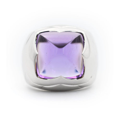 Bague 54 Bulgari Piramide XL - Bague en or blanc et améthyste 58 Facettes 166t26_M