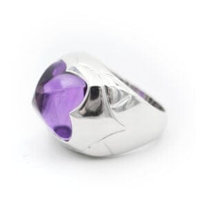 Bague 54 Bulgari Piramide XL - Bague en or blanc et améthyste 58 Facettes 166t26_M