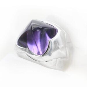 Bague 54 Bulgari Piramide XL - Bague en or blanc et améthyste 58 Facettes 166t26_M