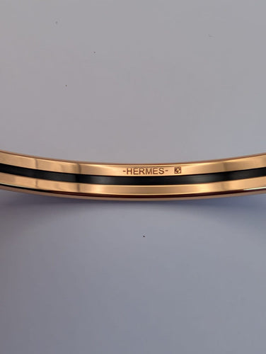 Bracelet Hermès Uni - Bracelet jonc en plaqué or rose et émail 58 Facettes 1255