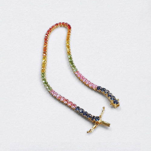 Bracelet One of A Kind - Bracelet tennis en or 18K et saphirs arc-en-ciel 58 Facettes GBT1281YG