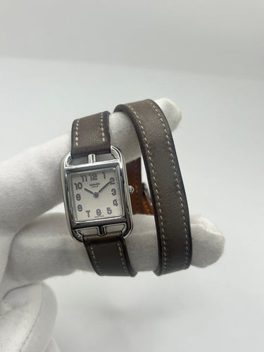 Montre Hermès Cape Cod - Montre en acier bracelet cuir 58 Facettes 2007