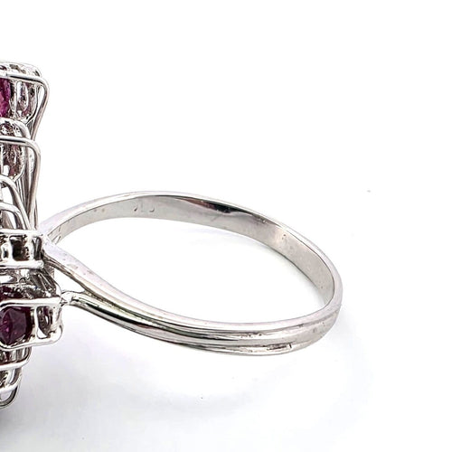 Bague 64 Bague en or blanc 18 kt avec diamants et rubis 58 Facettes 2049/G 248/26