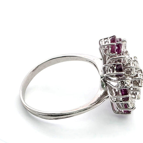 Bague 64 Bague en or blanc 18 kt avec diamants et rubis 58 Facettes 2049/G 248/26