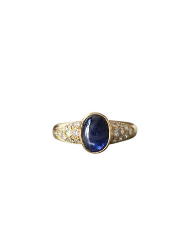 Bague 57.5 Bague en or jaune 18K, saphir et diamants 58 Facettes 276