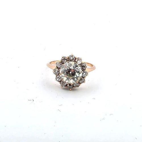 Bague 54 Bague en or rose 18 ct avec diamants taille ancienne 58 Facettes NOCODE