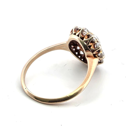 Bague 54 Bague en or rose 18 ct avec diamants taille ancienne 58 Facettes NOCODE