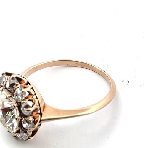 Bague 54 Bague en or rose 18 ct avec diamants taille ancienne 58 Facettes NOCODE