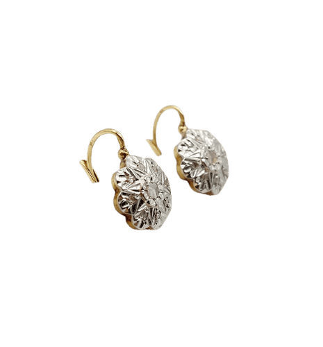 Dormeuses marguerite - Boucles d'oreilles en or 18K et diamants