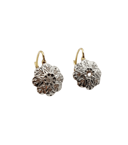 Dormeuses marguerite - Boucles d'oreilles en or 18K et diamants