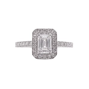 Bague 48 Bague halo en or gris 18K et diamants 58 Facettes LP1919/ANNNB