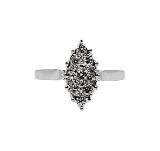 Bague 48.5 Bague marquise vintage en or blanc 18k et diamants 58 Facettes A07498