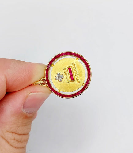 Pendentif Augis - Pendentif médaille d'amour en or 18k, diamant et rubis 58 Facettes A07500