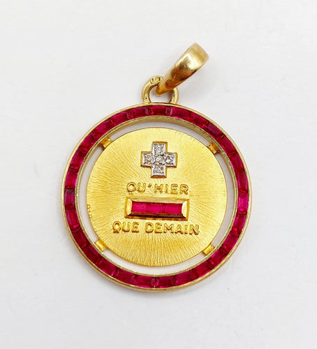 Pendentif Augis - Pendentif médaille d’amour en or 18K, diamant et rubis 58 Facettes A07500
