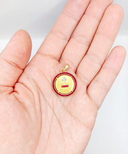 Pendentif Augis - Pendentif médaille d'amour en or 18k, diamant et rubis 58 Facettes A07500