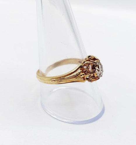 Bague 61.5 Bague solitaire victorienne en or 18 carats et diamant taille rose 58 Facettes A07502