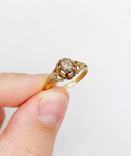 Bague 61.5 Bague solitaire victorienne en or 18 carats et diamant taille rose 58 Facettes A07502