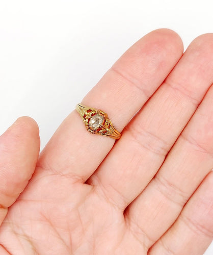 Bague 61.5 Bague solitaire victorienne en or 18 carats et diamant taille rose 58 Facettes A07502