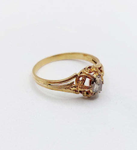 Bague 61.5 Bague solitaire victorienne en or 18 carats et diamant taille rose 58 Facettes A07502