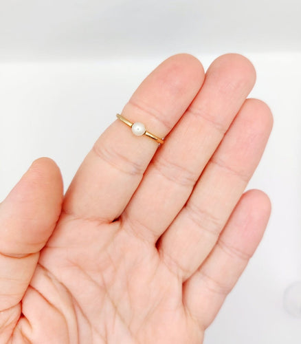 Bague 52.5 Bague antique en or rose 18k et perle 58 Facettes A07503