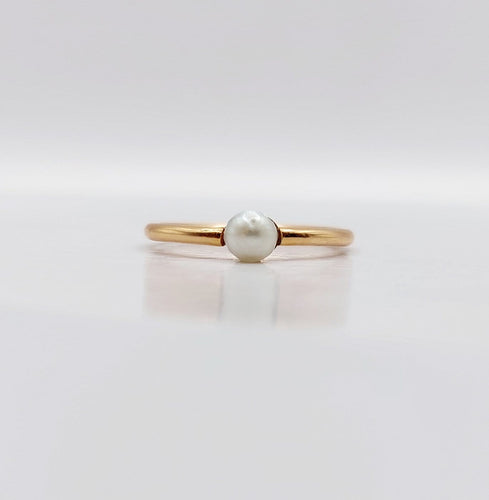 Bague 52.5 Bague antique en or rose 18k et perle 58 Facettes A07503