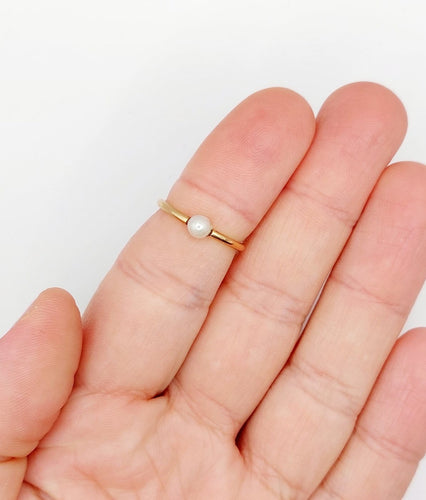 Bague 52.5 Bague antique en or rose 18k et perle 58 Facettes A07503