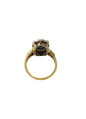 Bague 53.5 Bague Art déco en or jaune et blanc 18K, saphir et diamants 58 Facettes bag-artdeco.2208