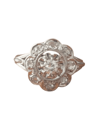 Bague 50 Marguerite - Bague Art déco en or blanc et diamants 58 Facettes aadada