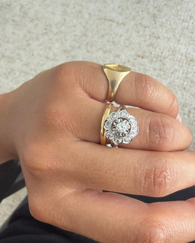 Bague 50 Marguerite - Bague Art déco en or blanc et diamants 58 Facettes aadada