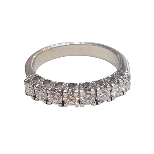 Bague 50 Bague demi-alliance en or blanc et diamants 58 Facettes S89