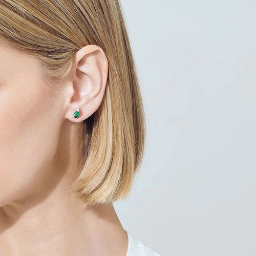 Boucles d'oreilles Single Tulip - Boucles d'oreilles en or 18K, émeraudes et diamants 58 Facettes GER1347GN