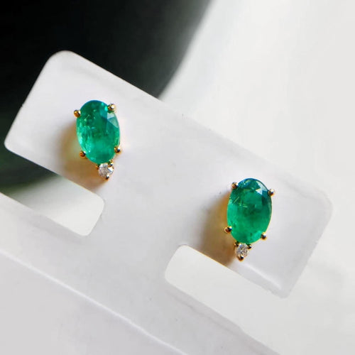 Boucles d'oreilles Single Tulip - Boucles d'oreilles en or 18K, émeraudes et diamants 58 Facettes GER1347GN
