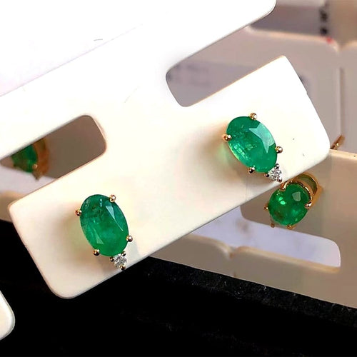Boucles d'oreilles Single Tulip - Boucles d'oreilles en or 18K, émeraudes et diamants 58 Facettes GER1347GN
