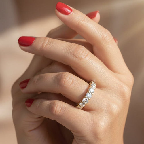 Bague 54 Demi-alliance américaine - Bague en or jaune et diamants 58 Facettes 1.0000864/1