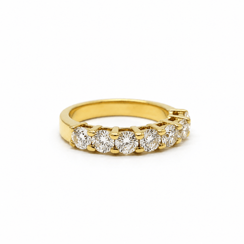 Bague 54 Demi-alliance américaine - Bague en or jaune et diamants 58 Facettes 1.0000864/1