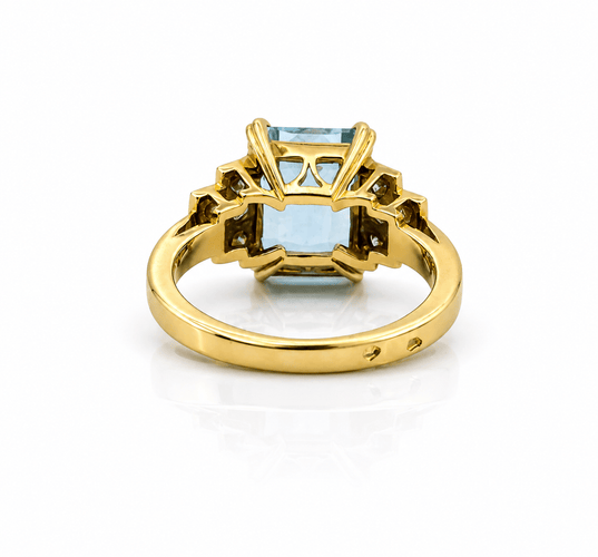 Parure - Bague et pendentif en or jaune, aigues-marines et diamants 58 Facettes Onc
