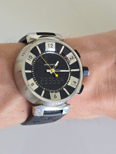 Montre Louis Vuitton Tambour - Montre en acier inoxydable 58 Facettes 1