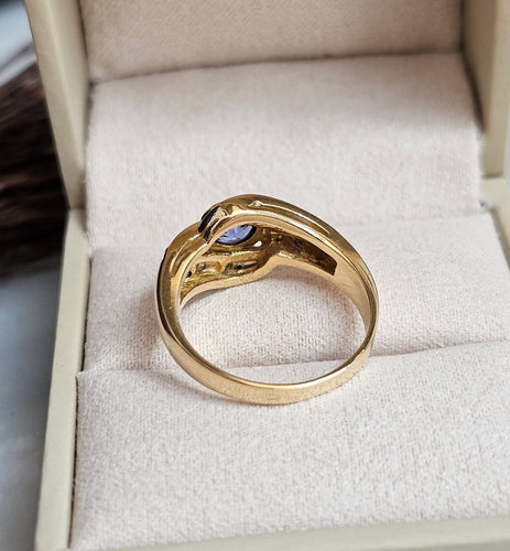 Bague 51 Bague en or jaune avec saphir et diamants 58 Facettes 741