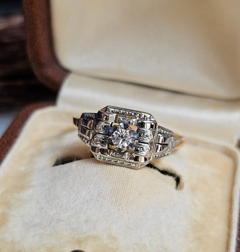 Bague 58 Art déco - Bague en or blanc et jaune avec spinelle 58 Facettes 556