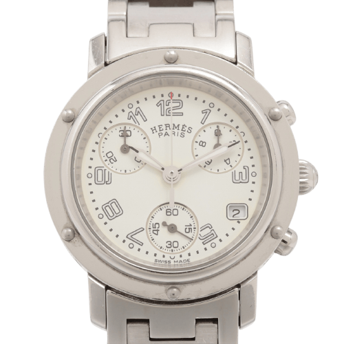 Montre Hermès Clipper - Montre chronographe en acier 58 Facettes 1