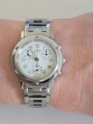 Montre Hermès Clipper - Montre chronographe en acier 58 Facettes 1