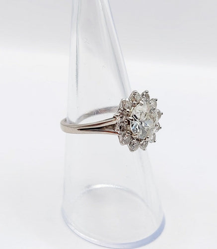 Bague 52 Bague marguerite Art déco en or blanc 18k et platine avec diamants 58 Facettes A07525