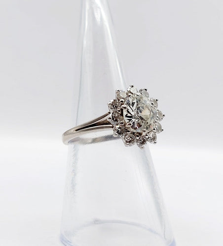 Bague 52 Bague marguerite Art déco en or blanc 18k et platine avec diamants 58 Facettes A07525