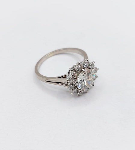 Bague 52 Bague marguerite Art déco en or blanc 18k et platine avec diamants 58 Facettes A07525