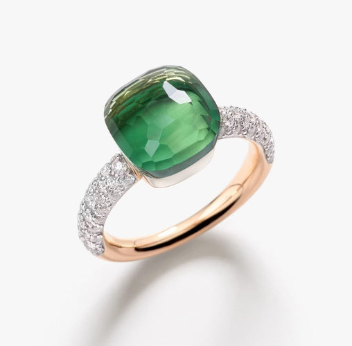 Bague 54 Pomellato Nudo Maxi - Bague en or rose, prasiolite et diamants 58 Facettes 535A26_M