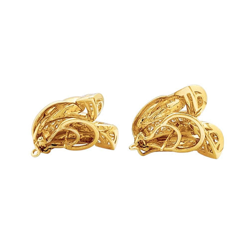 Boucles d'oreilles Tulipe - Boucles d'oreilles en or jaune et diamants 58 Facettes 35773